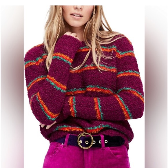 Free People Sweaters - Free People Alpaca Blend Striped Plush Sweater